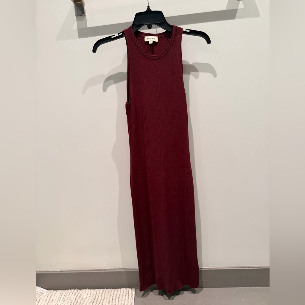 L'agence Burgundy Midi Dress